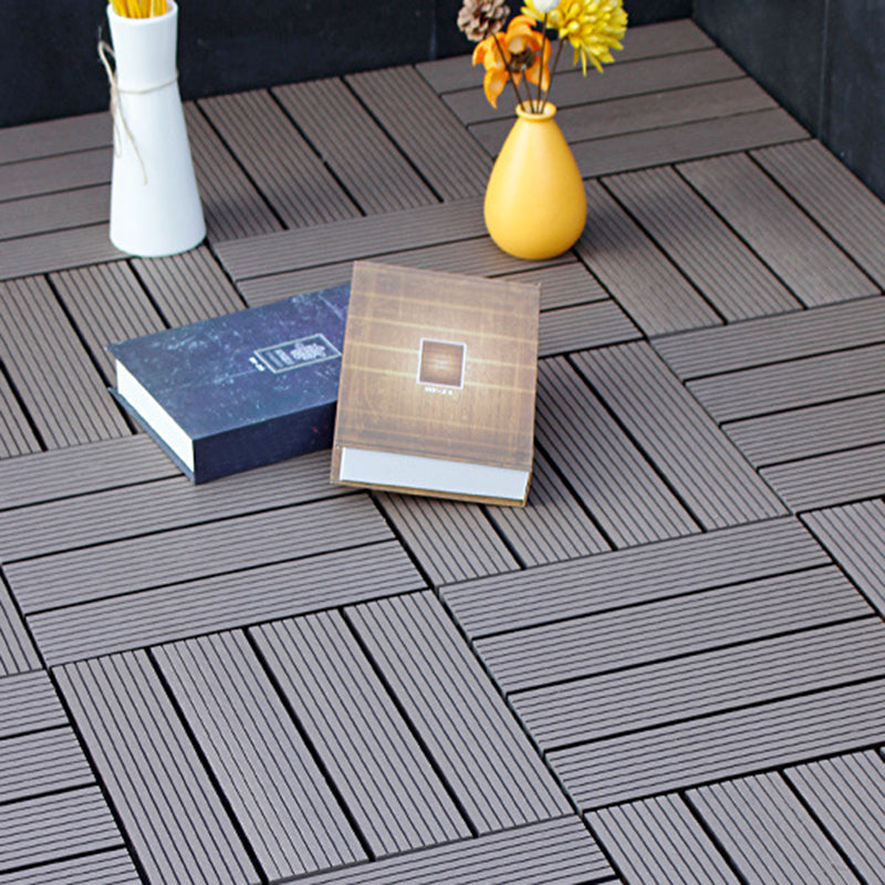 Avtoit | 12" X 12" 4-Slat Square Deck/Patio Floor Tiles Snap Installation Floor Plank Tiles