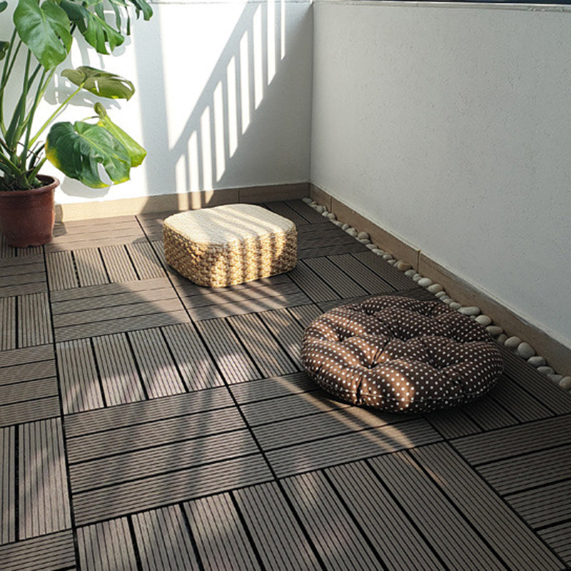 Avtoit | 12" X 12" 4-Slat Square Deck/Patio Floor Tiles Snap Installation Floor Plank Tiles