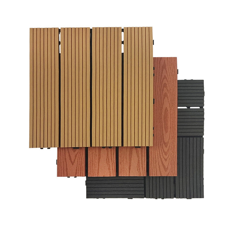 Avtoit | 12" X 12" 4-Slat Square Deck/Patio Floor Tiles Snap Installation Floor Plank Tiles