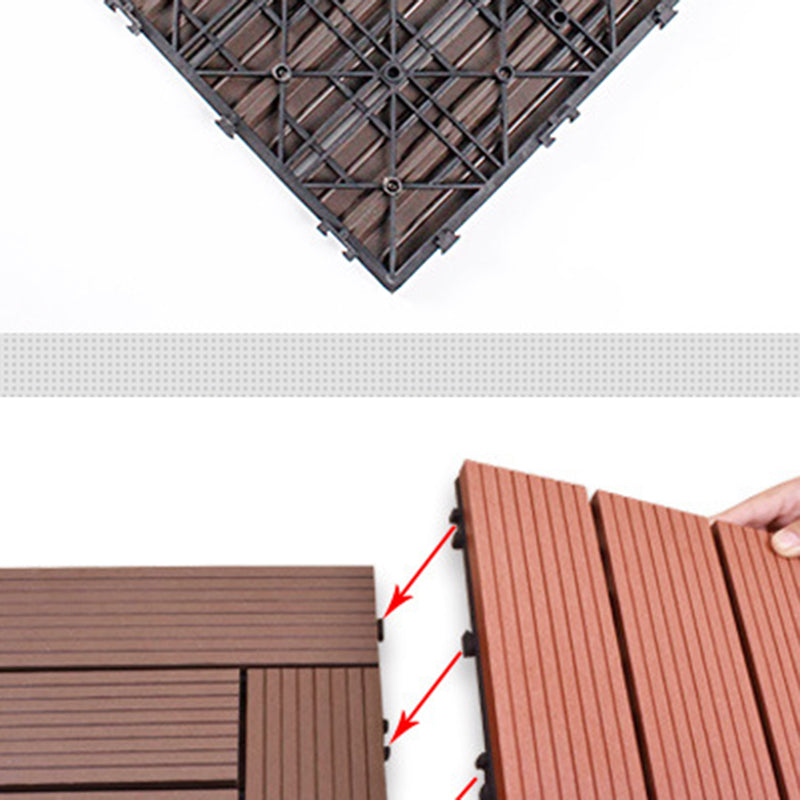 Avtoit | 12" X 12" 4-Slat Square Deck/Patio Floor Tiles Snap Installation Floor Plank Tiles