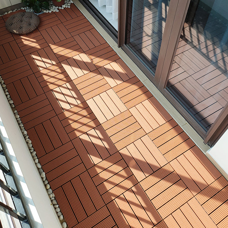 Avtoit | 12" X 12" 4-Slat Square Deck/Patio Floor Tiles Snap Installation Floor Plank Tiles