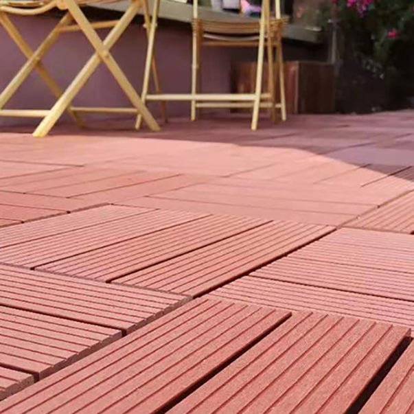 Avtoit | Composite Square Patio Tiles Interlocking Striped Pattern Patio Floor Tiles