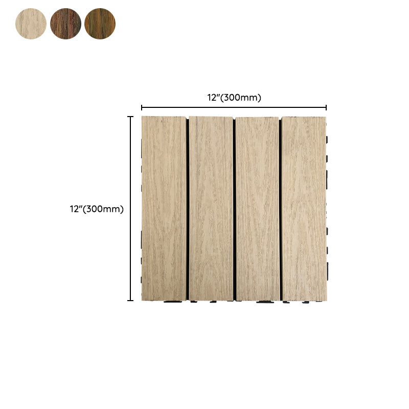 Avtoit | Composite Square Patio Tiles Interlocking Striped Pattern Patio Floor Tiles