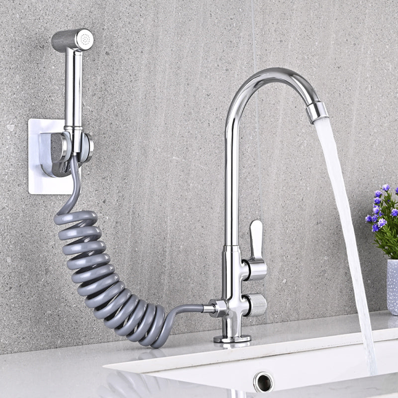 Avtoit | Single Cold Water Valve Uniform Color High Arc Deck Mounted Bathtub Faucet