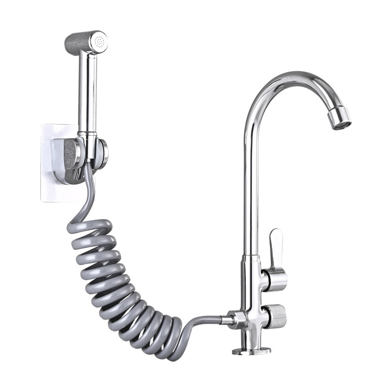Avtoit | Single Cold Water Valve Uniform Color High Arc Deck Mounted Bathtub Faucet