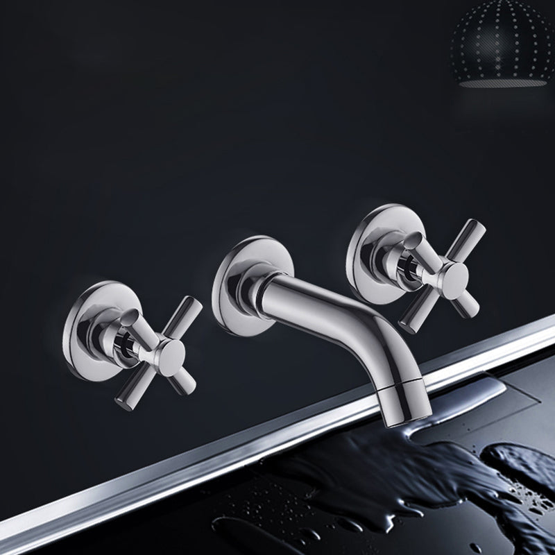 Avtoit | Modern bathroom faucet wall-mounted cross handles low arc faucet