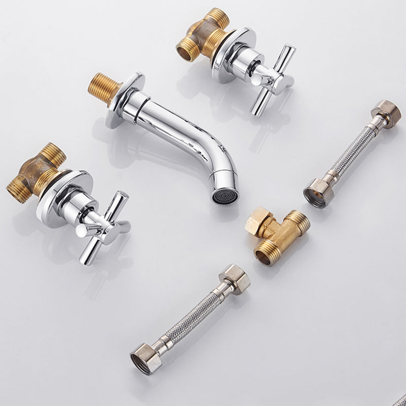 Avtoit | Modern bathroom faucet wall-mounted cross handles low arc faucet