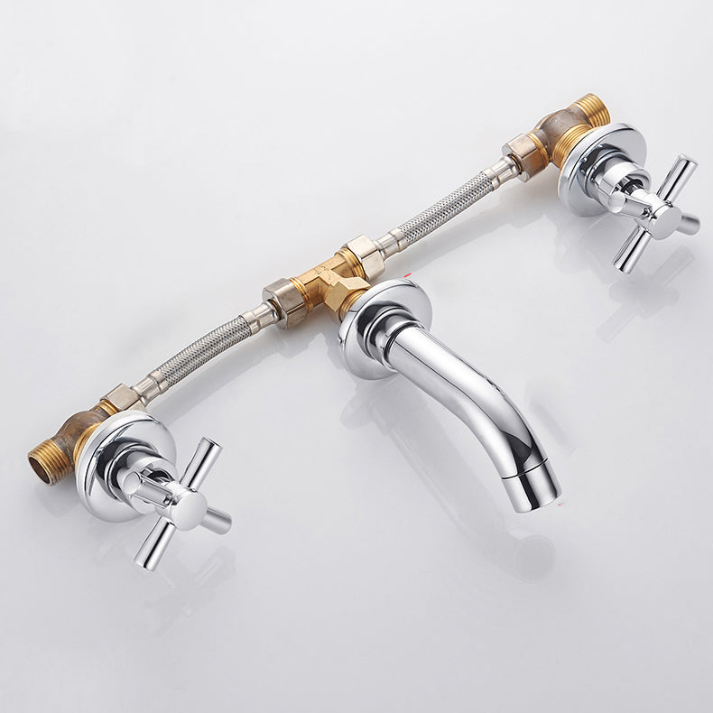 Avtoit | Modern bathroom faucet wall-mounted cross handles low arc faucet