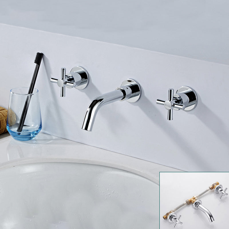 Avtoit | Modern bathroom faucet wall-mounted cross handles low arc faucet