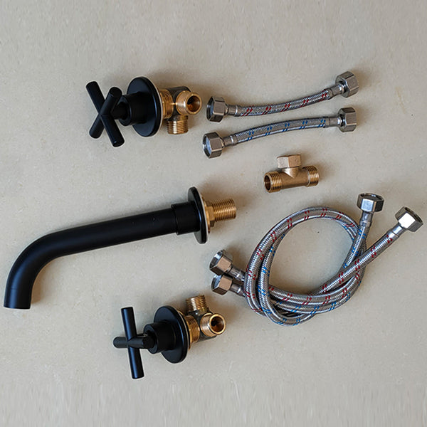 Avtoit | Modern bathroom faucet wall-mounted cross handles low arc faucet