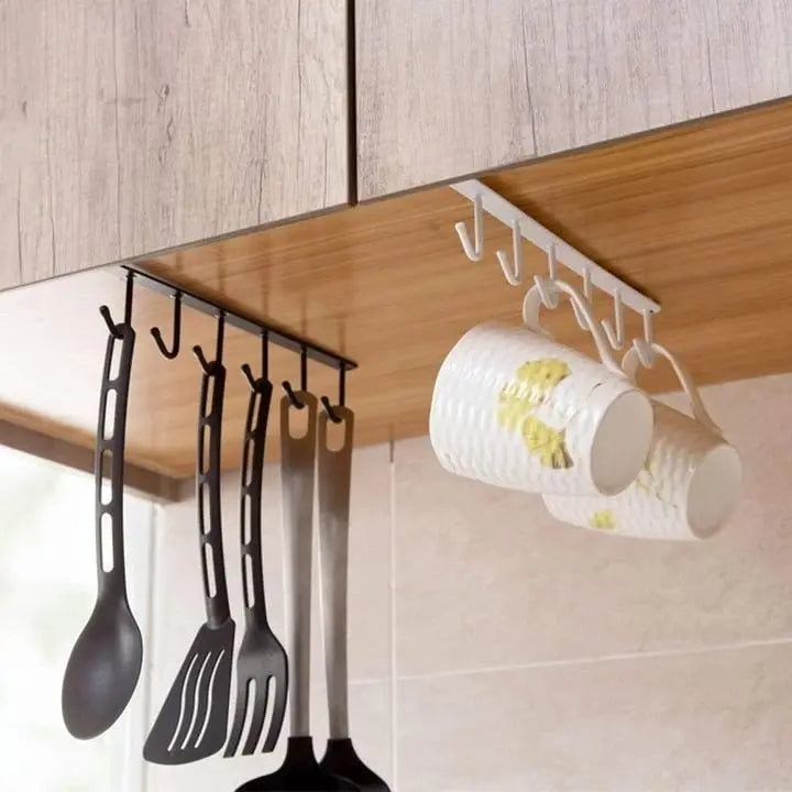 Avtoit | Under-cabinet hook strip – space-saving kitchen storage with 6 hooks