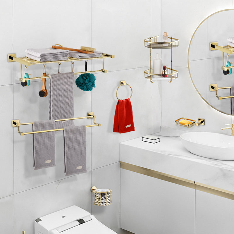 Avtoit | Gold Modern Bathroom Set, Polished Gold, 4 Pieces, Towel Holder, Paper Holder