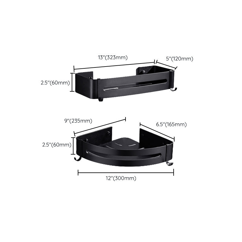 Avtoit | Matt Black Modern Bathroom Accessory Set, Set of 3, Bathroom Shelf
