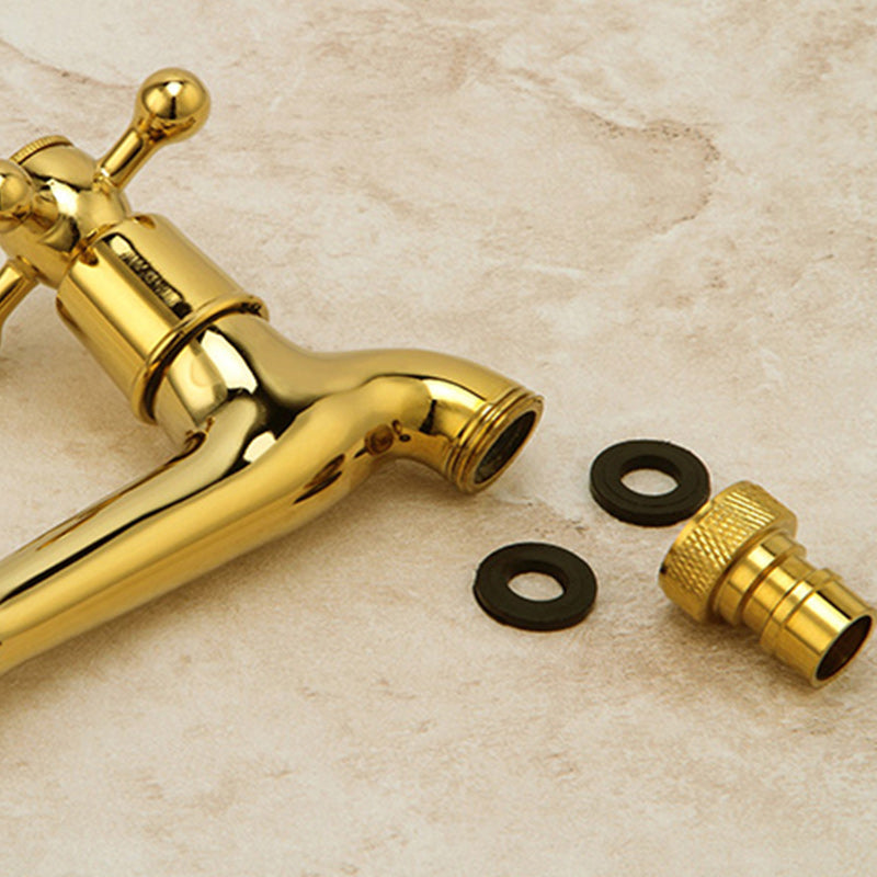 Avtoit | Glam Wall-mounted Bathroom Faucet Cross Handle Low Arc Round Basin Faucet