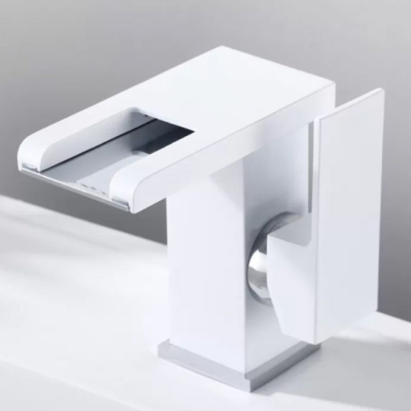 Avtoit | Contemporary Square Vessel Faucet Waterfall Spout with LED Three-Color Illumination