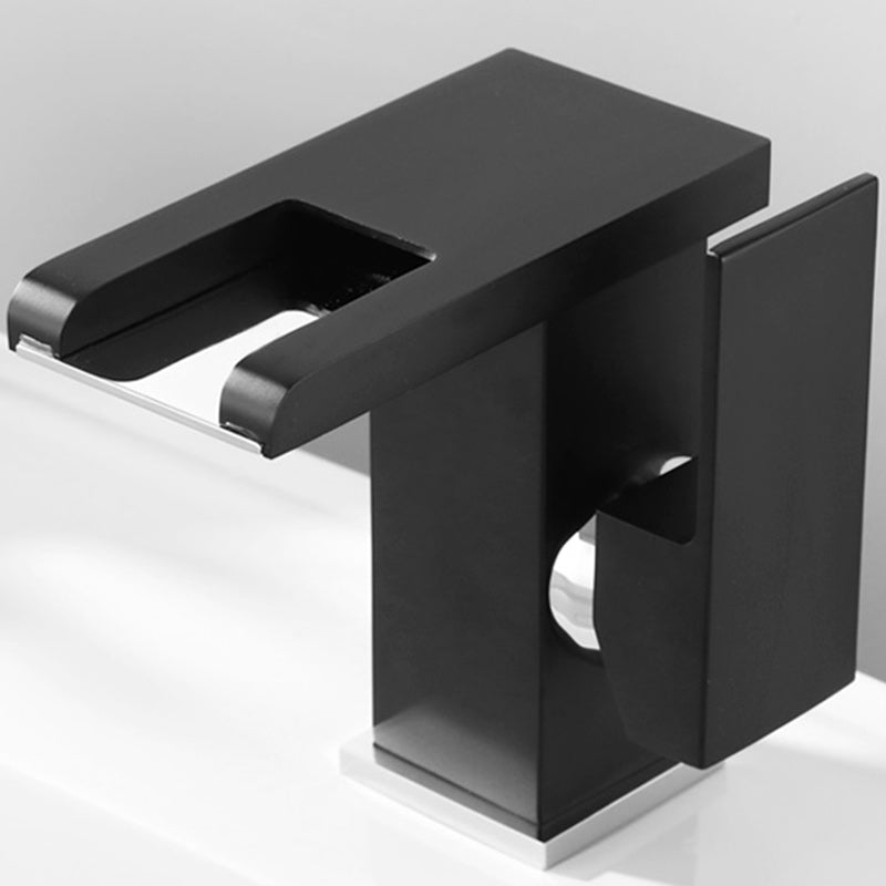 Avtoit | Contemporary Square Vessel Faucet Waterfall Spout with LED Three-Color Illumination