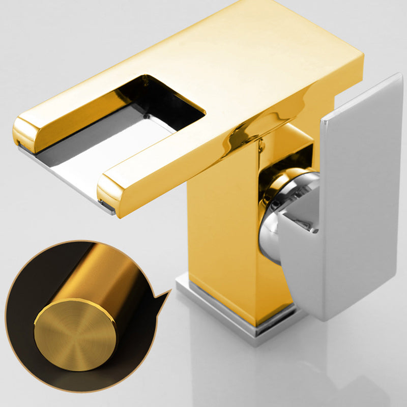 Avtoit | Contemporary Square Vessel Faucet Waterfall Spout with LED Three-Color Illumination