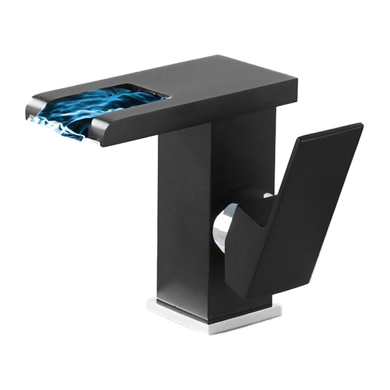 Avtoit | Contemporary Square Vessel Faucet Waterfall Spout with LED Three-Color Illumination