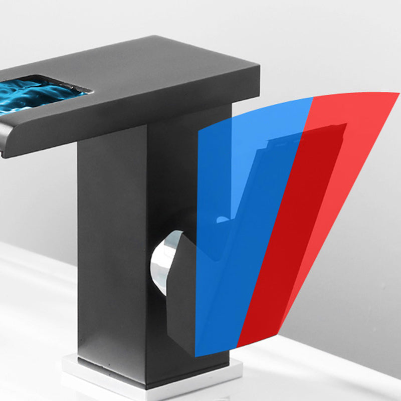 Avtoit | Contemporary Square Vessel Faucet Waterfall Spout with LED Three-Color Illumination