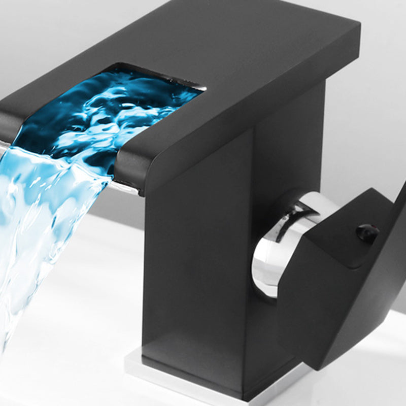 Avtoit | Contemporary Square Vessel Faucet Waterfall Spout with LED Three-Color Illumination
