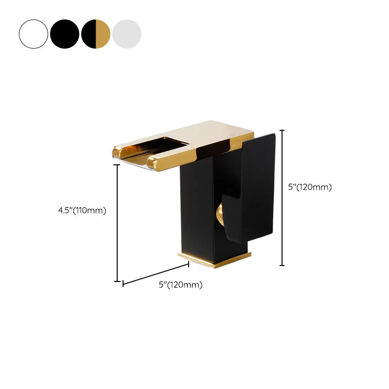 Avtoit | Contemporary Square Vessel Faucet Waterfall Spout with LED Three-Color Illumination