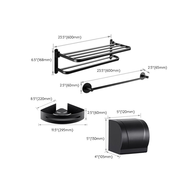 Avtoit | Modern Bathroom Hardware Set Matte Black Metal Bathroom Accessories Set Rustproof