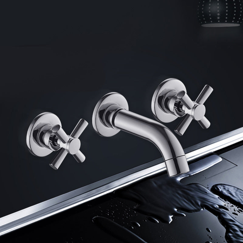 Avtoit | Modern Cross Handle Faucet Monochrome Wall Mounted Bathroom Faucet