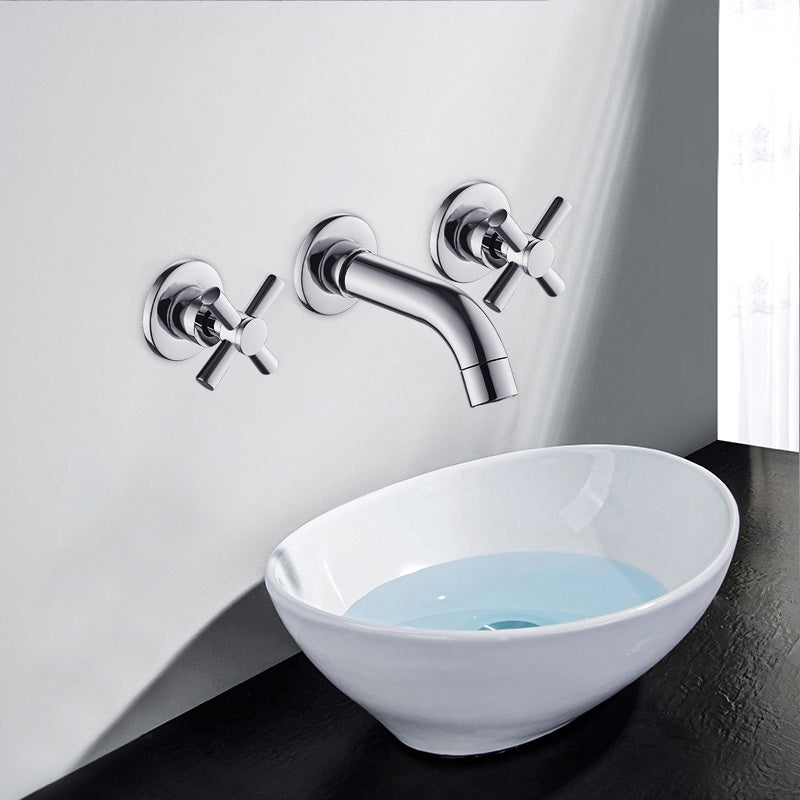 Avtoit | Modern Cross Handle Faucet Monochrome Wall Mounted Bathroom Faucet