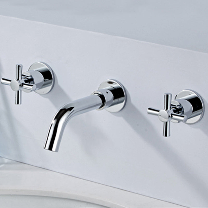 Avtoit | Modern Cross Handle Faucet Monochrome Wall Mounted Bathroom Faucet