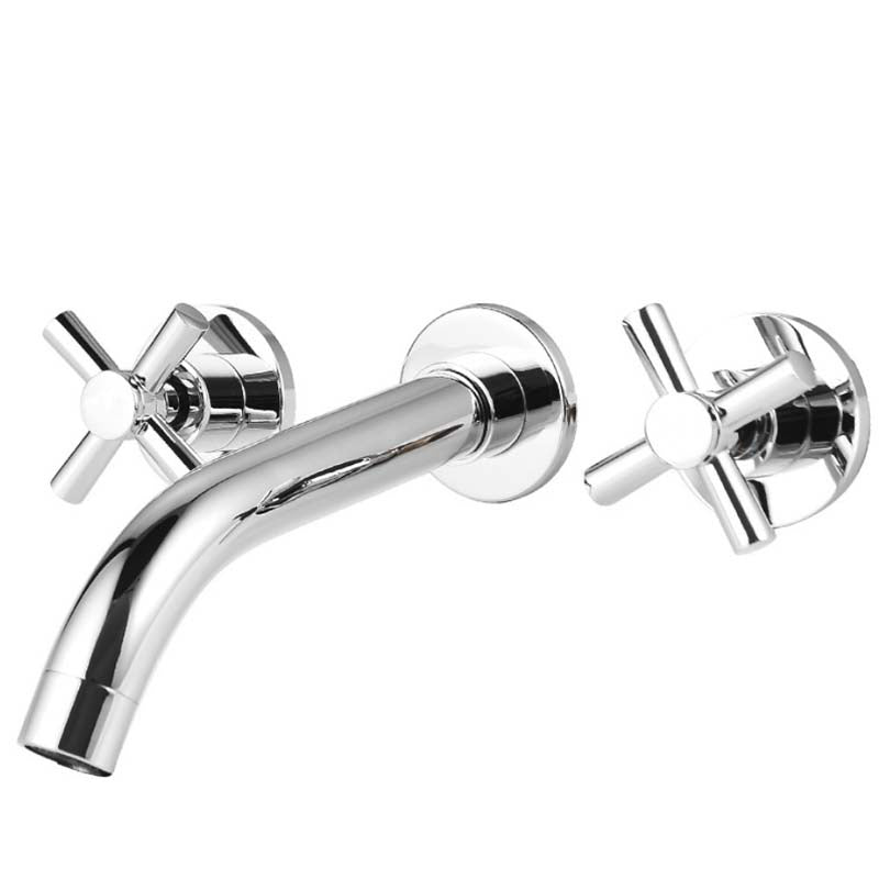 Avtoit | Modern Cross Handle Faucet Monochrome Wall Mounted Bathroom Faucet