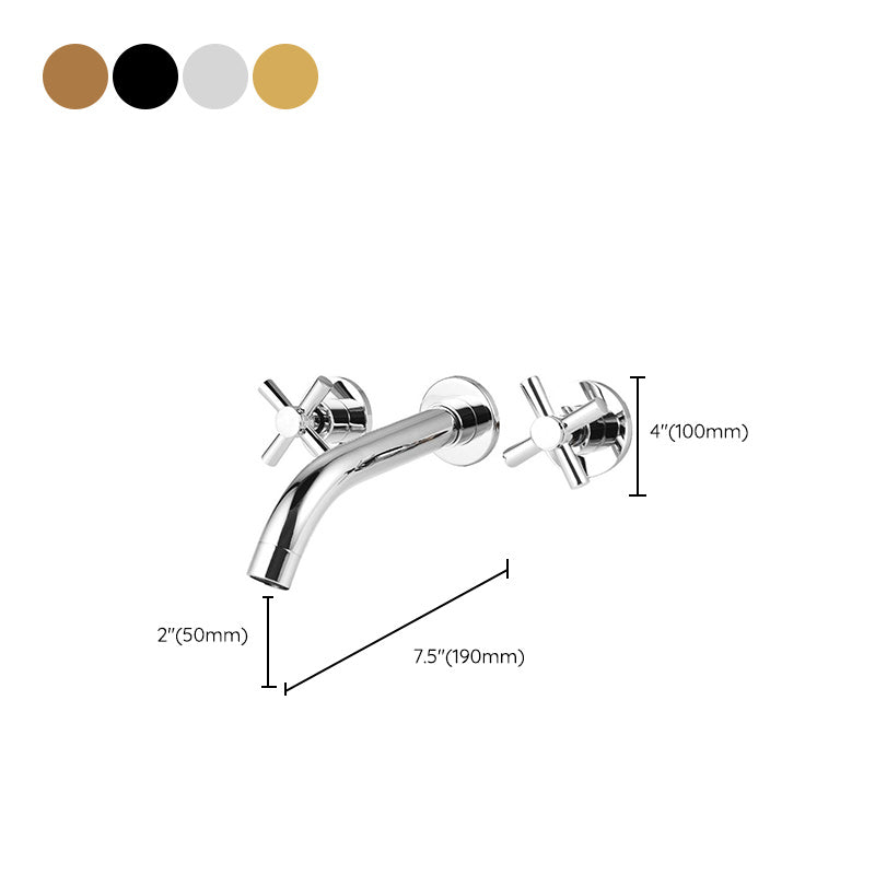 Avtoit | Modern Cross Handle Faucet Monochrome Wall Mounted Bathroom Faucet