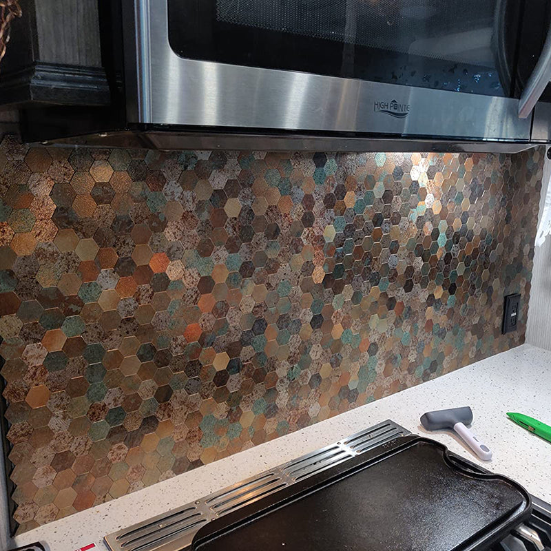 Avtoit | Modern Tile-Peel & Stick Metal Mosaic Tile Hexagon Peel & Stick Subway Tile