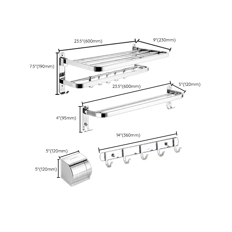 Avtoit | Modern Bathroom Accessory Set Silver Metal Bathroom Accessory
