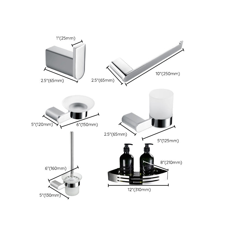 Avtoit | Contemporary Bathroom Accessories Hardware Set in Silver with Soap Dish
