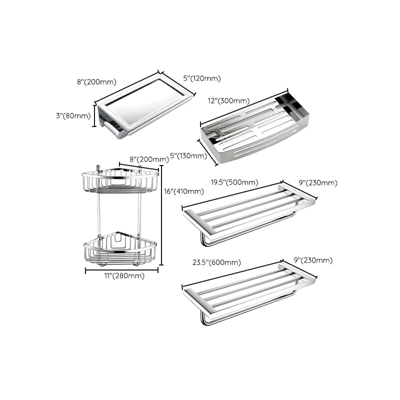 Avtoit | Contemporary Bathroom Accessories Hardware Set in Silver with Soap Dish