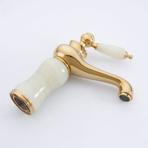 Avtoit | Deck Mounted Copper Tub Faucet Low Arc Roman Tub Faucet Set with Jade