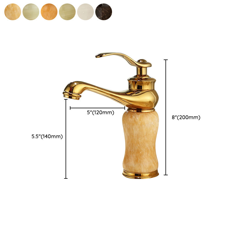 Avtoit | Deck Mounted Copper Tub Faucet Low Arc Roman Tub Faucet Set with Jade