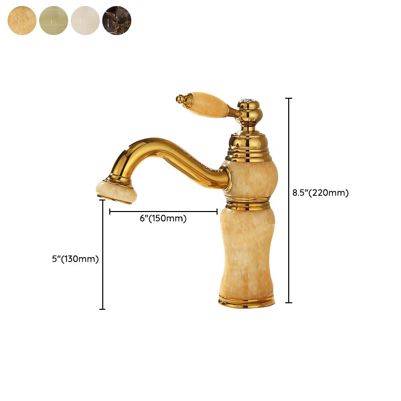 Avtoit | Deck Mounted Copper Tub Faucet Low Arc Roman Tub Faucet Set with Jade
