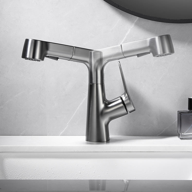 Avtoit | Bathroom vessel faucet high arc three-way spout single-handle faucet with pull-out sprayer