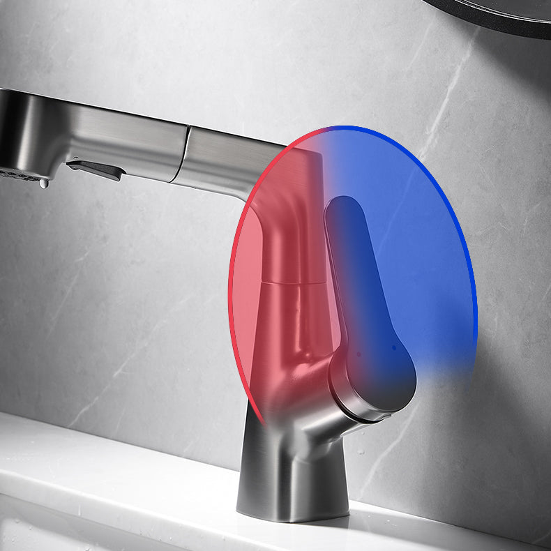 Avtoit | Bathroom vessel faucet high arc three-way spout single-handle faucet with pull-out sprayer