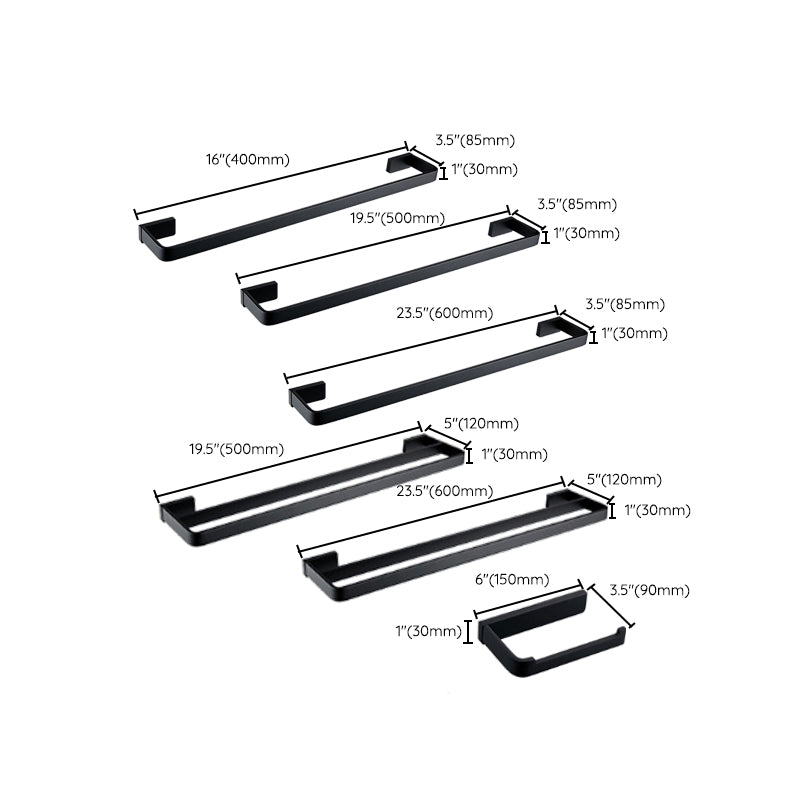 Avtoit | Black Bathroom Accessories Hardware Set with Towel Rail and Bath Shelf