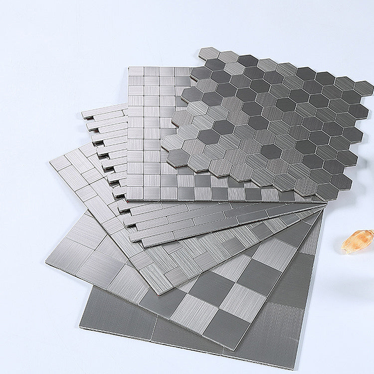 Avtoit | Subway Tile Wallpaper Contemporary Peel and Stick Wall Tile with Metal Look