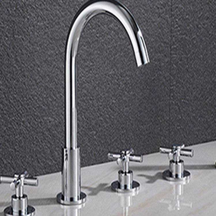 Avtoit | Contemporary Bathroom Faucet Deck Mount Copper Low Arc Swivel Roman Bathtub Faucet Set