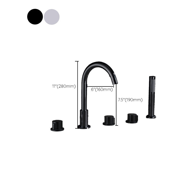 Avtoit | Contemporary Bathroom Faucet Deck Mount Copper Low Arc Swivel Roman Bathtub Faucet Set
