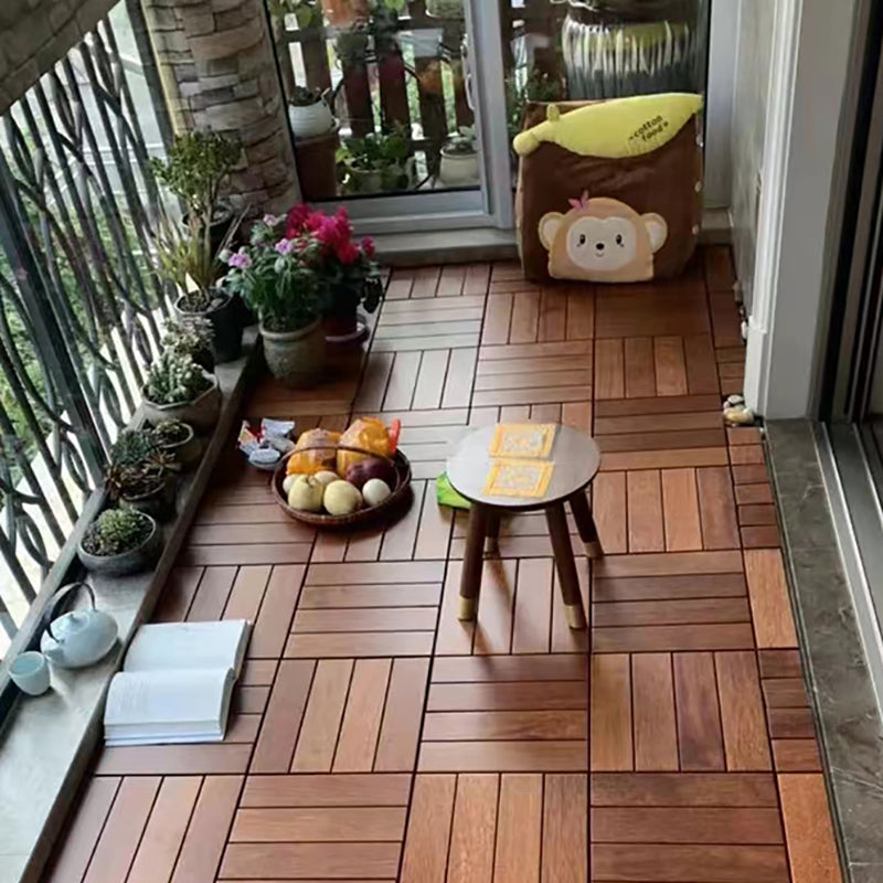 Avtoit | 4-Slat Wood Deck/Patio Floor Tiles Interlocking Installation Floor Tiles