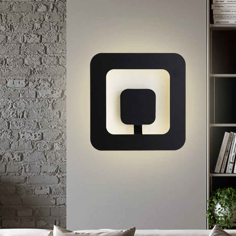 Avtoit | Minimalistic square wall lamp fixture made of iron 7"/9" wide LED bedroom wall lighting ideas in black