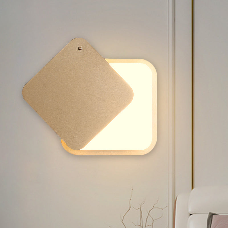 Avtoit | Gold Finish Square Wall Lighting Modernism LED Metal Wall Lamp with Rotatable Design