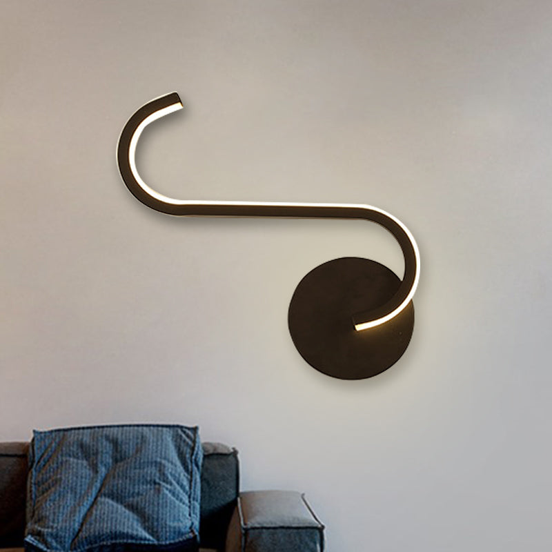 Avtoit | Hook-shaped Metal Wall Light Simple LED Black Wall Lamp in Warm/White Light for the Living Room
