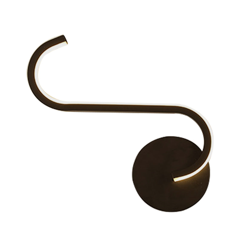 Avtoit | Hook-shaped Metal Wall Light Simple LED Black Wall Lamp in Warm/White Light for the Living Room