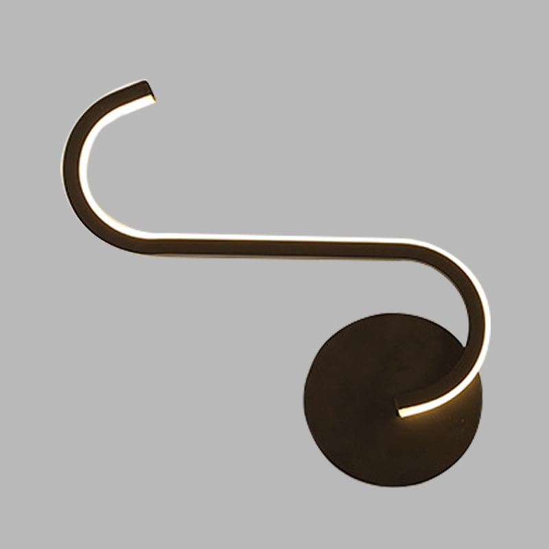 Avtoit | Hook-shaped Metal Wall Light Simple LED Black Wall Lamp in Warm/White Light for the Living Room